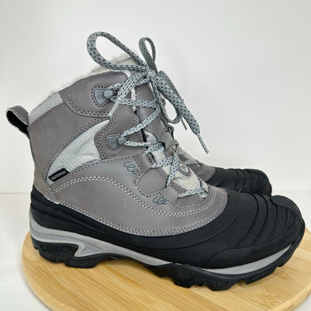 Merrell Snowbound Mid Waterproof Insulated Snow Boots Gray Womens Size 8